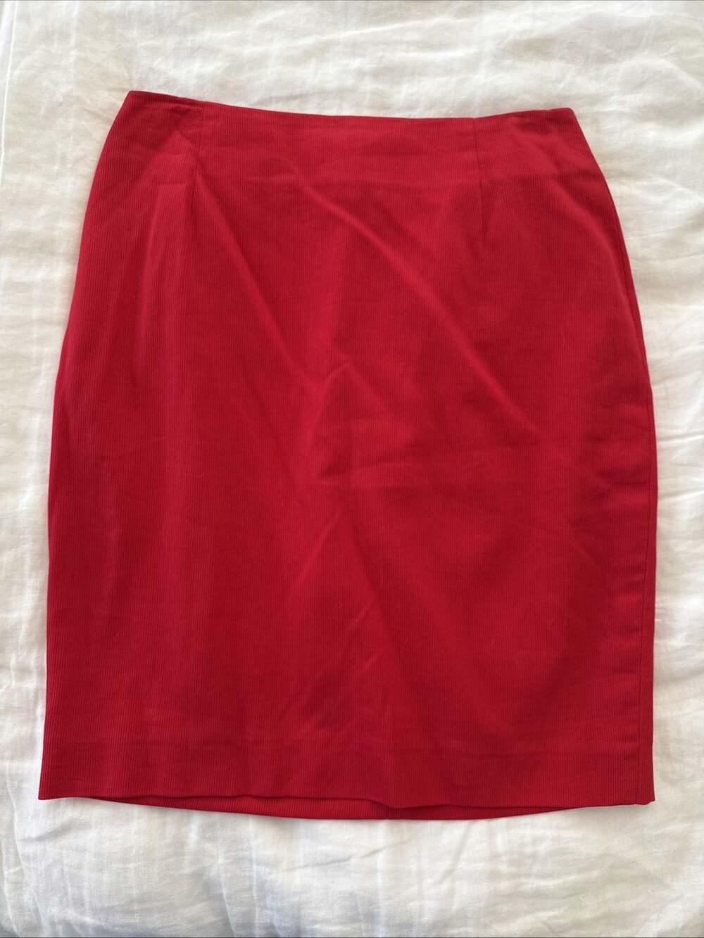 Vintage 90s KORS Red Ribbed Mini Pencil Skirt Italian Made IT40 US4